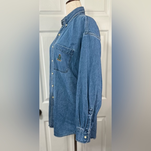 Ralph Lauren Chaps Denim Blue Button Down Shirt preppy grunge classic top - Picture 2 of 11